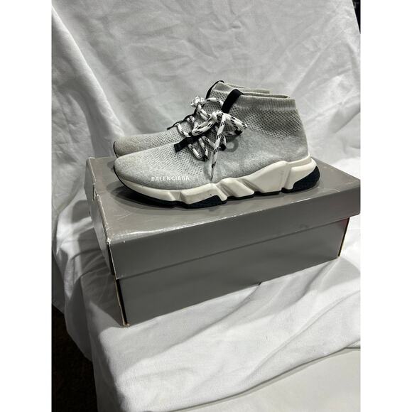 Pre-Owned In Box Balenciaga Speed Trainer Gray Men Size 9 Sock Sneakers Lace Up - Picture 4 of 9